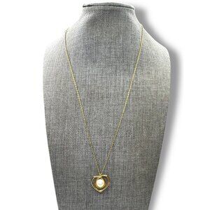 Kate Spade Gold-Tone Necklace With Imitation Pearl Infinity Heart Pendant 17" +